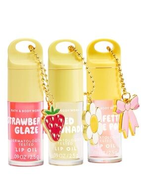 NEW 3-Pc Bath & Body Works 2026 Lip Oil Collection with Limited Edition Charms